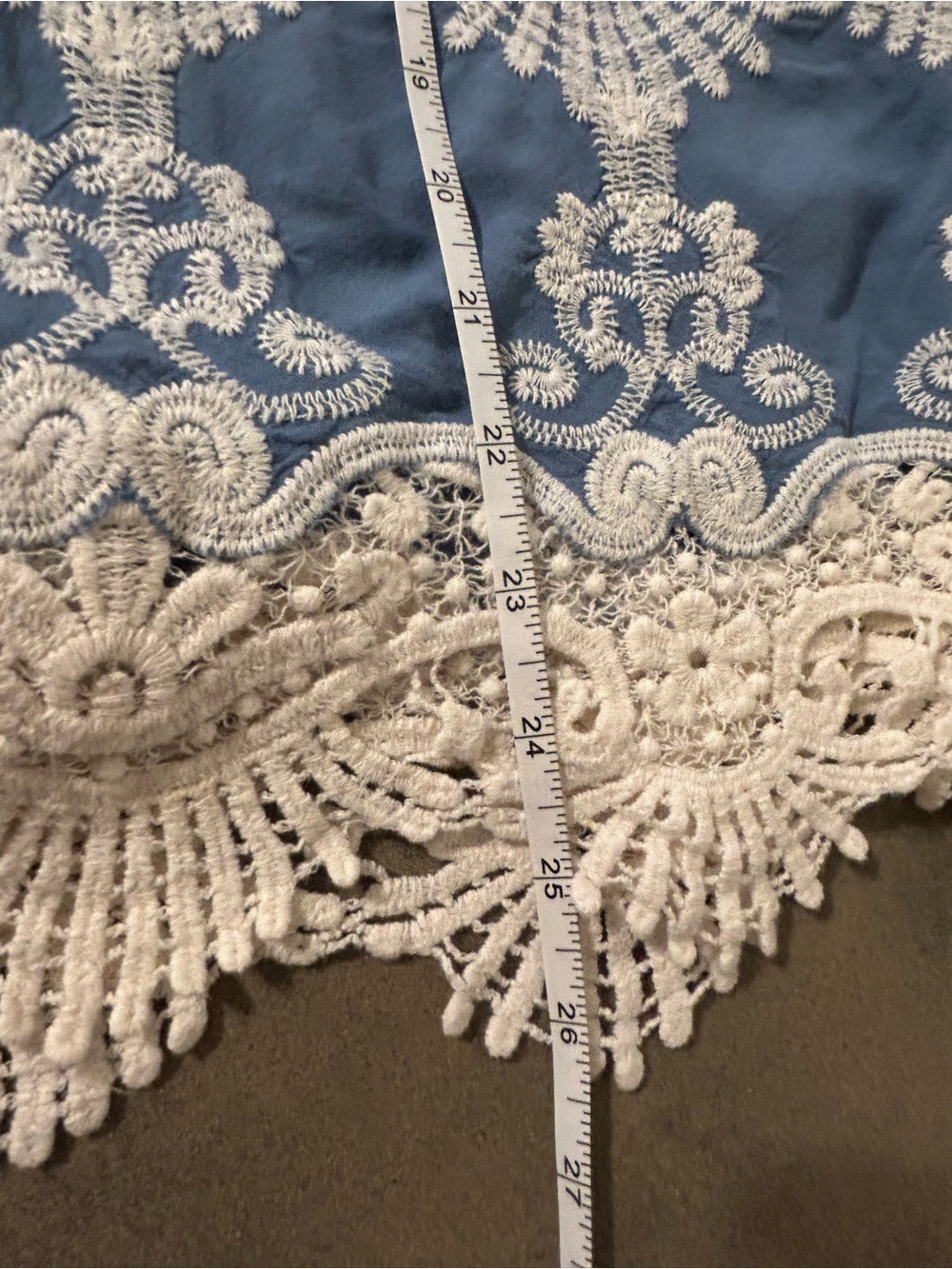 NorthStyle Blue & White Embroidered Lace Trim Bohemian Top - Women's Size L - Picture 11 of 11